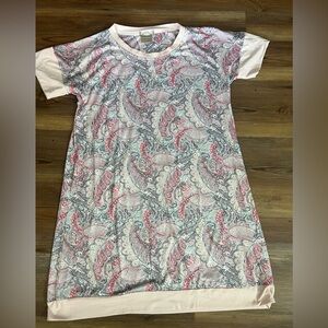 Ink+Ivy super soft short-sleeve night gown, paisley print with blush accents S
